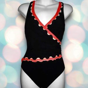 Profile Women’s Ruffle V-Neck One Piece Swimsuit Size 12